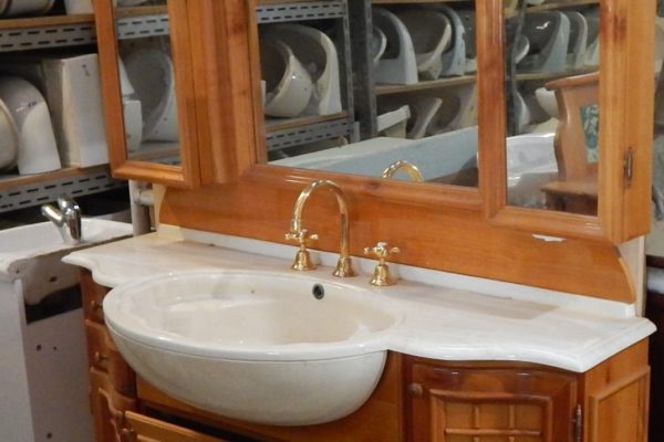 Large Kauri pine vanity with mirror