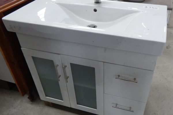Glass door vanity with mixer tap