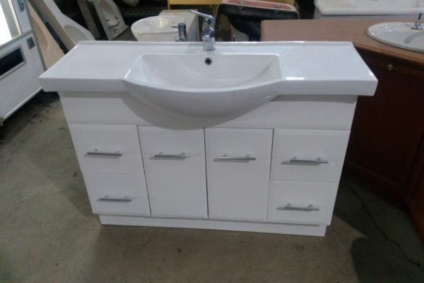 White Vanity 1210 wide with mixer